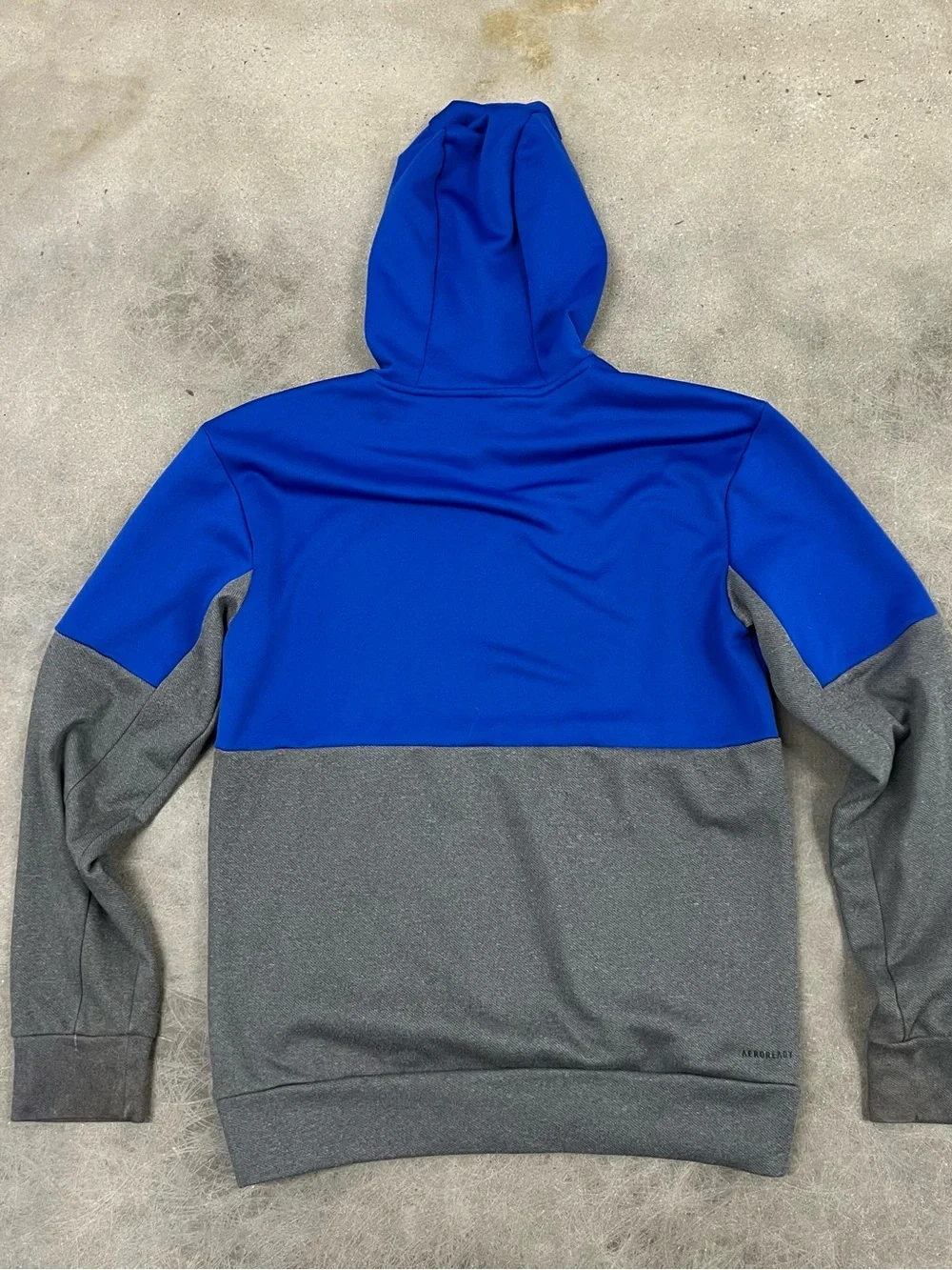 adidas Blue and Gray Colorblock Pullover Hoodie
